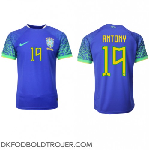 Billige Brasilien Antony #19 Udebane Fodboldtrøjer VM 2022 Kortærmet